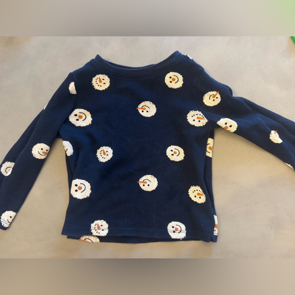 Old Navy Thermal Snowman Christmas long sleeve Shirt kids boys girls 3T‎
